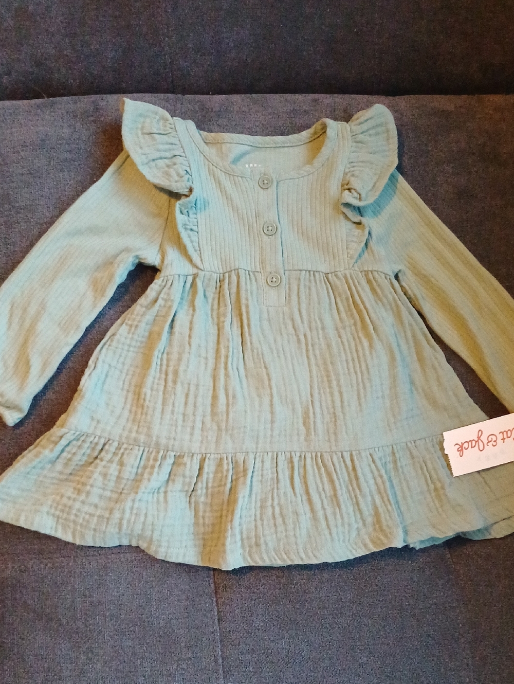 Cat & Jack sage green long sleeve ruffle dress